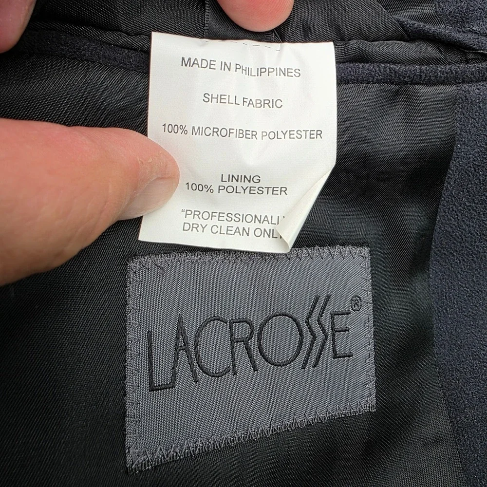 LaCrosse Mens 46L Black Microfiber Blazer 2 Button Sport Coat Jacket 26x33